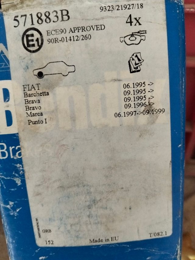 Pastillas nueva Fiat brava Fiat punto