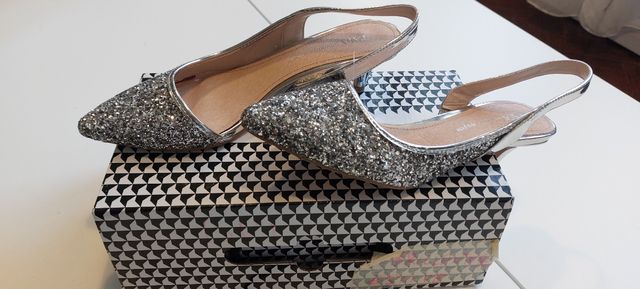 Scarpe Ballerine con tacco argentate