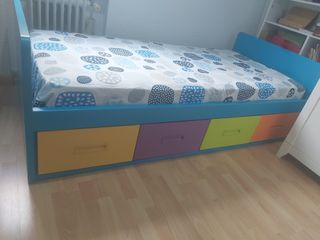 Cama juvenil con 4 cajones madera maciza