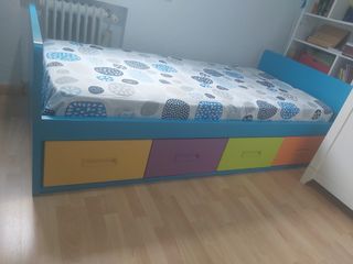 Cama juvenil con 4 cajones madera maciza