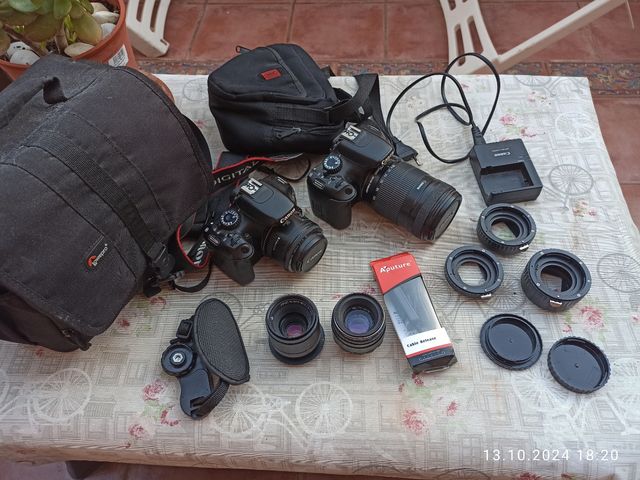 dos cámaras Canon 550d y cuatro lentes o cambio