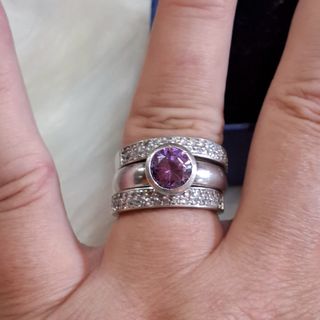 Anillo trío con piedra lila
