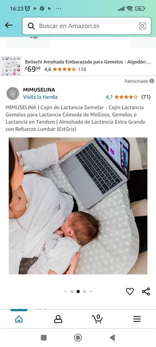 Cojín lactancia gemelar azul