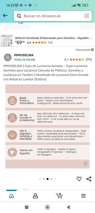 Cojín lactancia gemelar azul