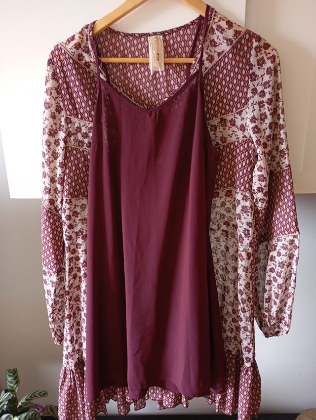 Vestido Nekane burdeos mujer