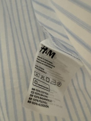 Camisa manga larga corta de rayas azul y blanco