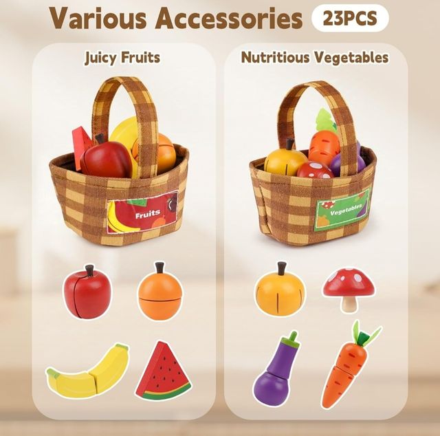 Comida juguete madera cortar NUEVA