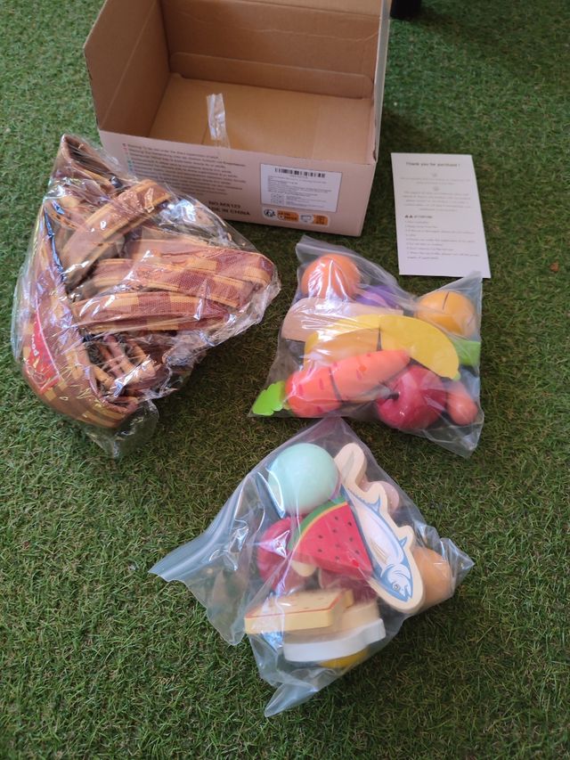 Comida juguete madera cortar NUEVA