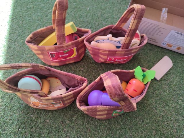 Comida juguete madera cortar NUEVA