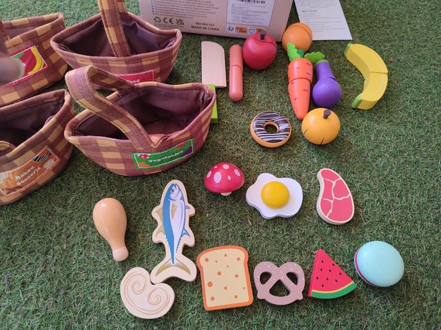 Comida juguete madera cortar NUEVA