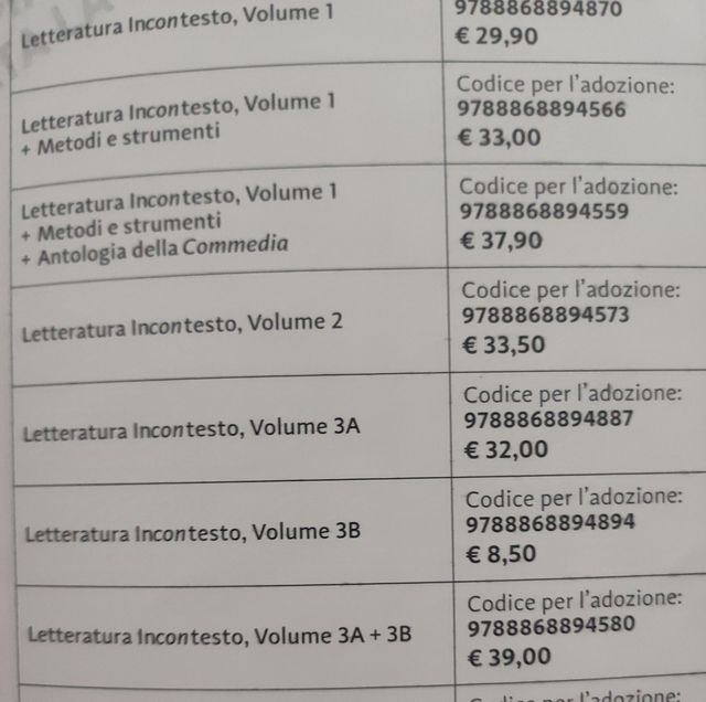 Libri letteratura  incontesto 1,2,3 metà prezzo
