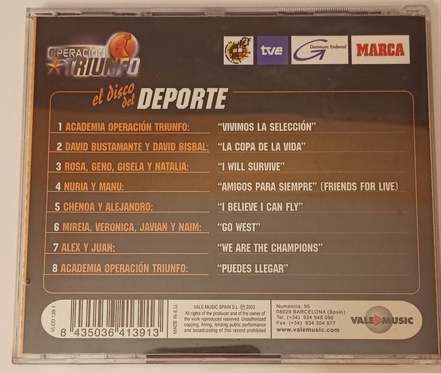 CD Operación Triunfo - El disco del deporte