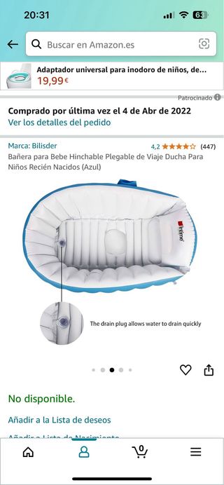 Bañera viaje inflable bebé azul