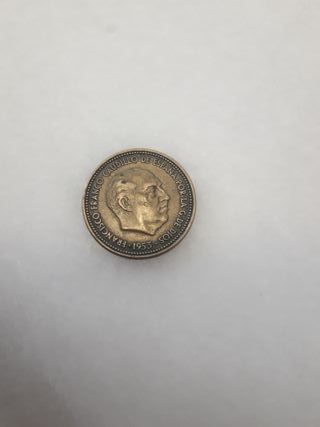 Moneda de 2,50 pesetas 1953, con defecto acuñaci