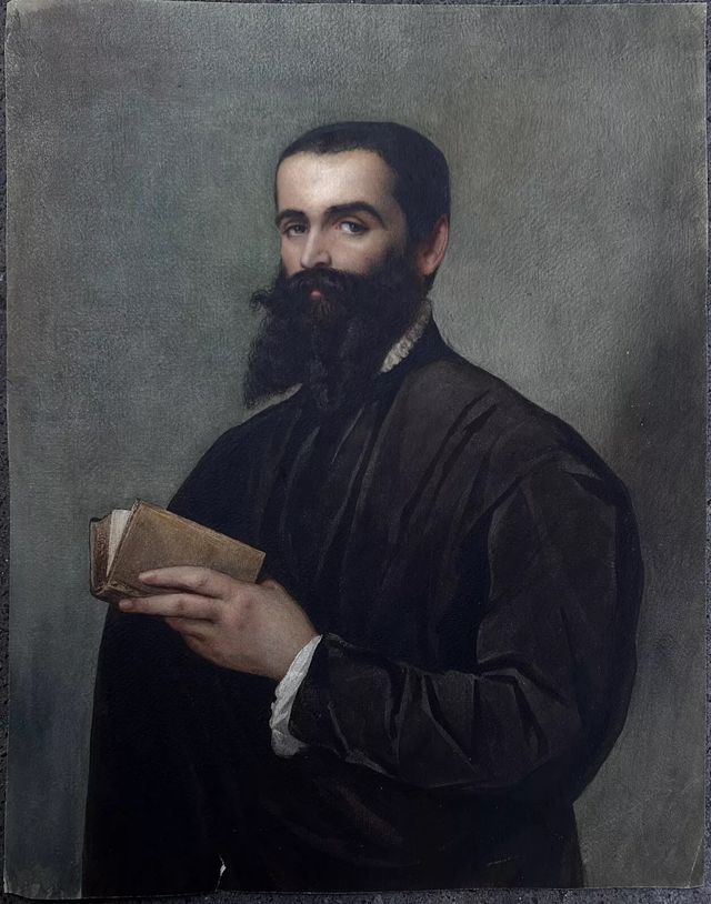 Escuela Francesa Acuarela Retrato de un Hombre XIX