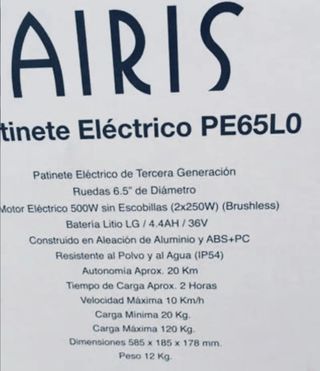 Patinete eléctrico AIRIS PE65L0.