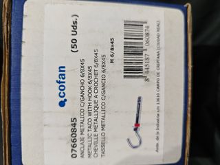 Tassello metallico con gancio