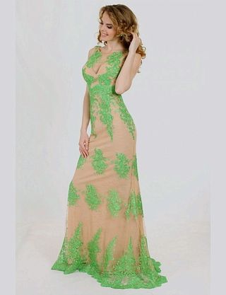 Vestido de noche fiesta de encaje corte sirena