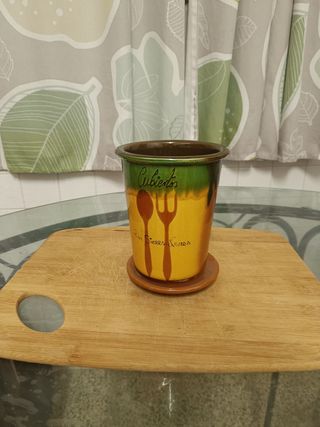 Porta Talheres em barro vidrado