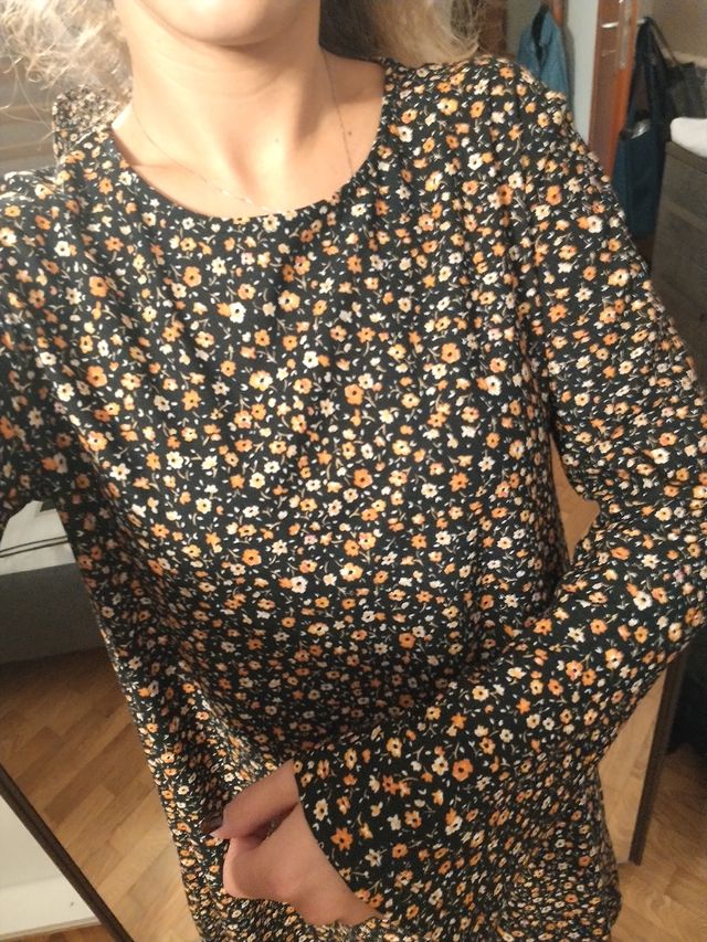 Vestito mango fiori maniche lunghe