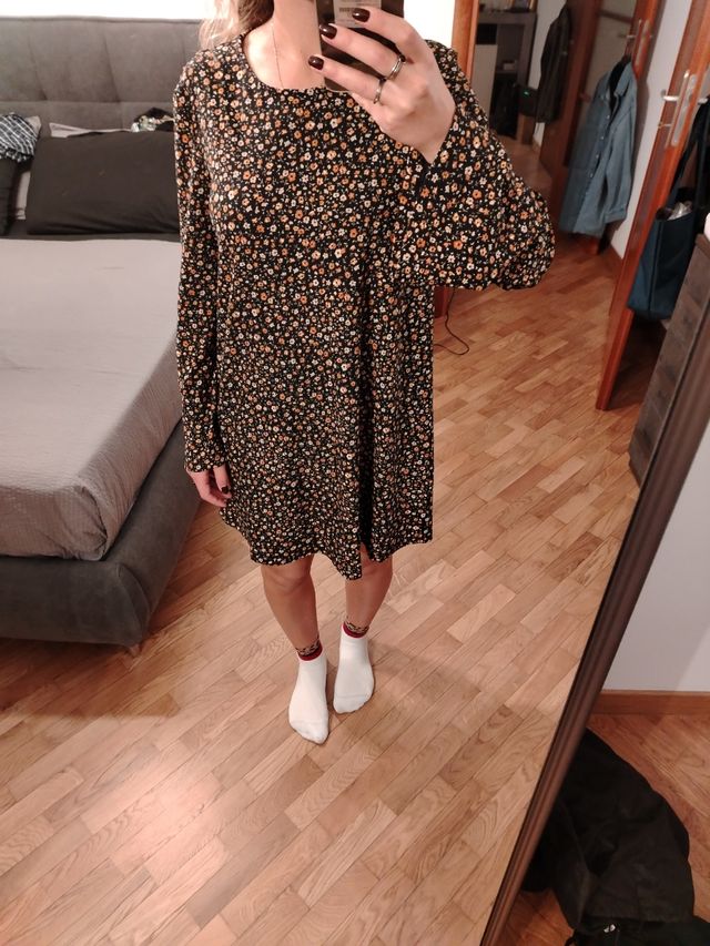 Vestito mango fiori maniche lunghe