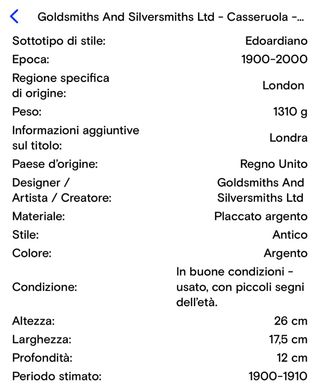 Vivandiera Goldsmiths and Silversmiths Londra 