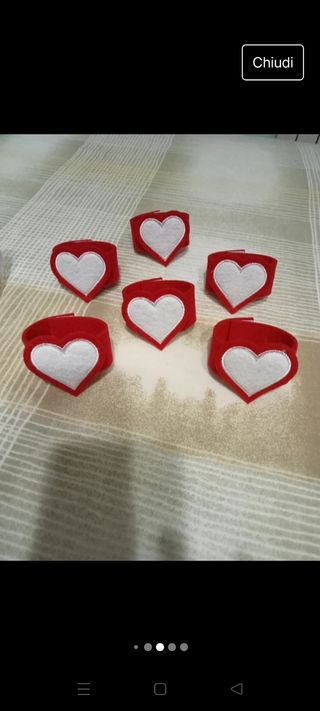 Set 6 porta tovagliolo/ segnaposto cuore