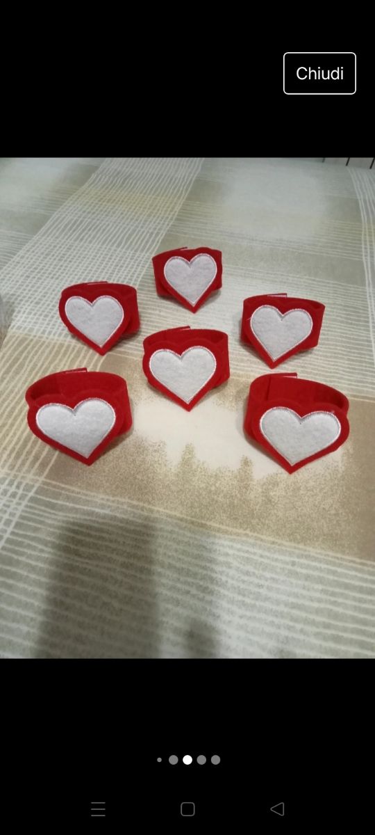 Set 6 porta tovagliolo/ segnaposto cuore