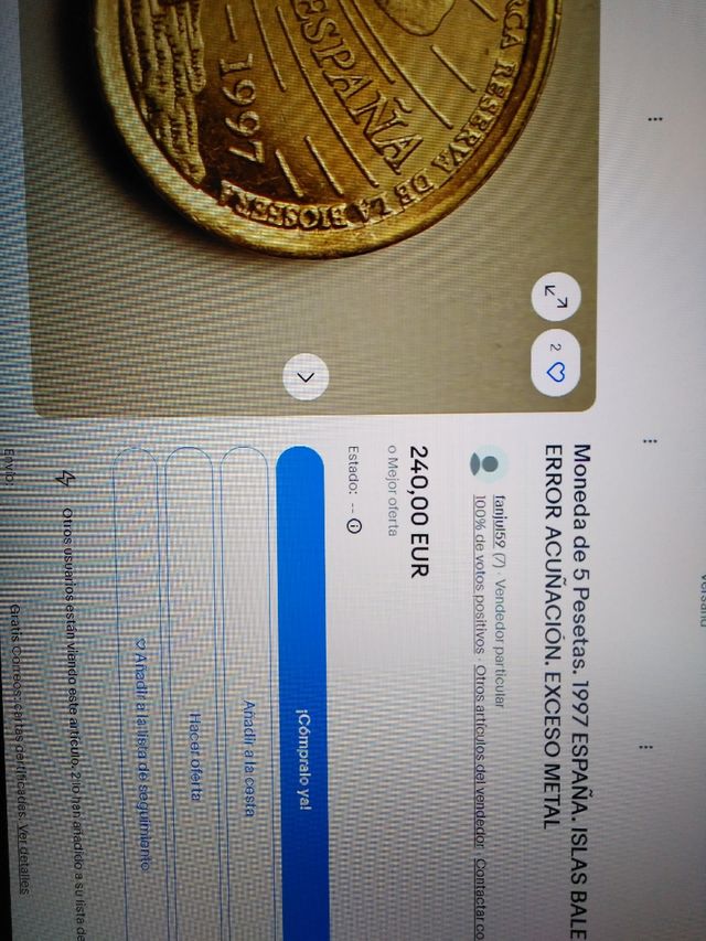 MONETA DA 5 PESETAS DELLE ISOLE BALEARI 1997