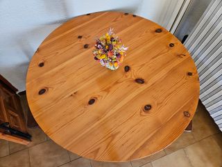 Mesa redonda madera maciza