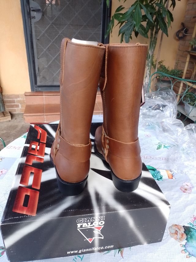 Stivali da moto cuoio 