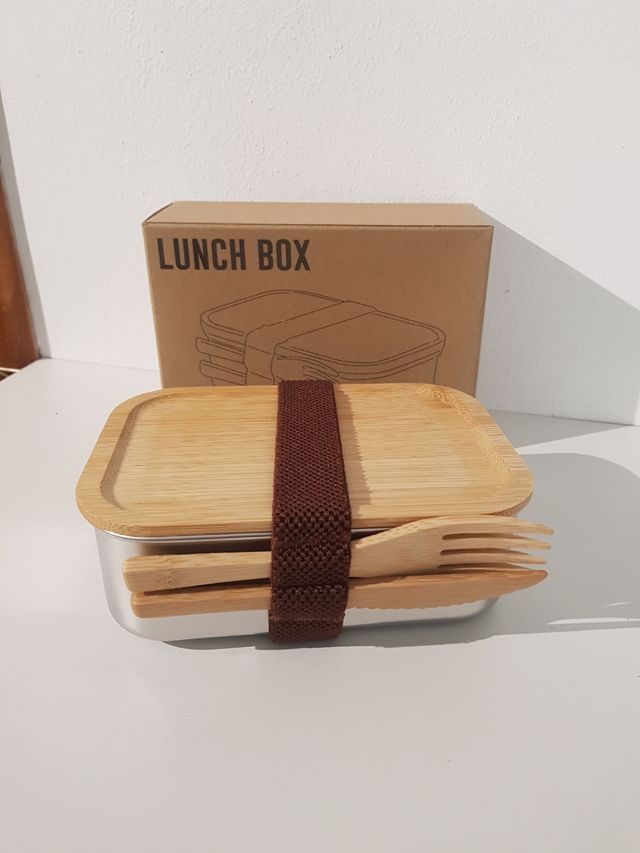 Fiambreras nuevas acero y bambu