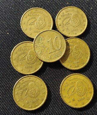 Vendo 7 monedas 10 CTS ESPAÑA 1999 