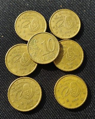 Vendo 7 monedas 10 CTS ESPAÑA 1999 