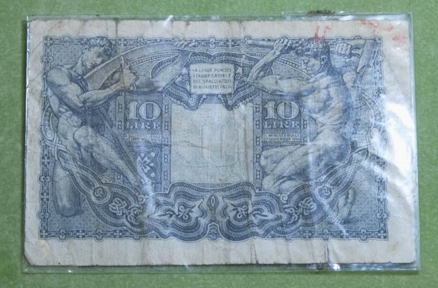 Cartamoneta circolata del 1944 Lire 10 Italia