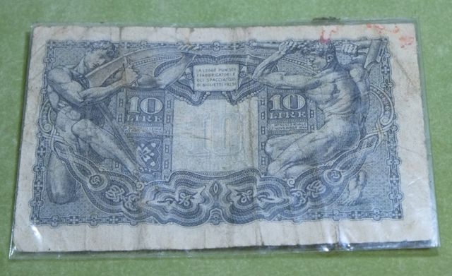 Cartamoneta circolata del 1944 Lire 10 Italia