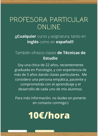 PROFESORA PARTICULAR ONLINE