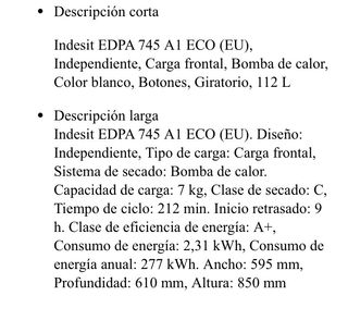 Secadora indesit condensacion.