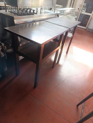 Mesas altas madera 110 ancho x 70 x 120