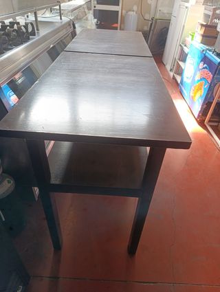 Mesas altas madera 110 ancho x 70 x 120