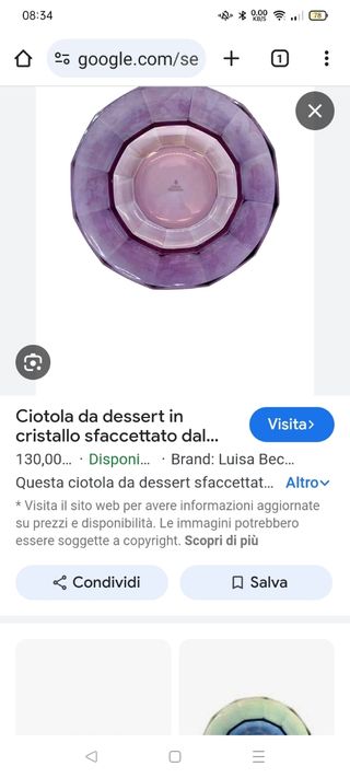 Moser cristallo ciotola lilla