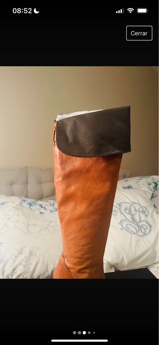 Botas piel cuero caña alta tacón