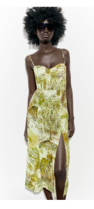 Vestido midi escote corazón Zara XL
