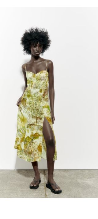 Vestido midi escote corazón Zara XL