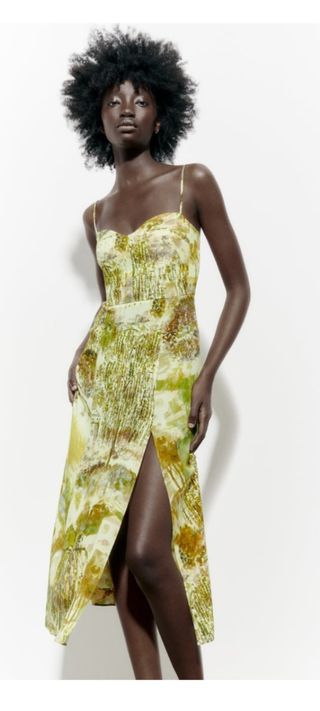 Vestido midi escote corazón Zara XL