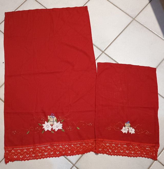 Set asciugamani rosso natalizio 