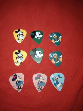 set 9 pezzi plettri topolino minnie paperino