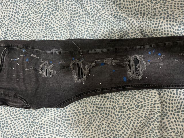 Tejano Negro Con Pintura Bershka