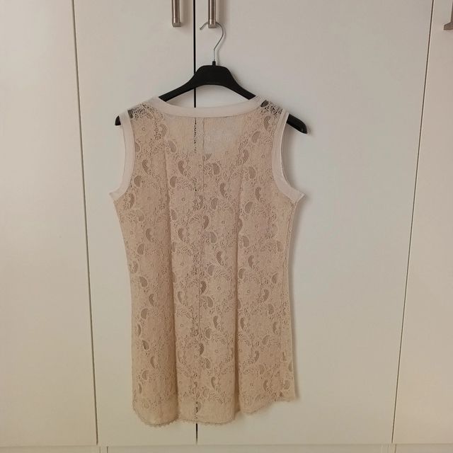 Maglietta in pizzo bianco panna taglia S