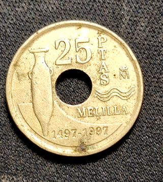 Monedas de Franco, 25 pts melilla y sello Franco